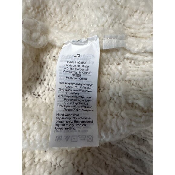 J Crew Womens Ivory Wool Alpaca Blend Chunky Knit Cowl Neck Sweater Size L - Picture 7 of 11